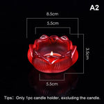 support bougie verre transparent forme fleur lotus décor maison artisanal coupe vent porte bougie