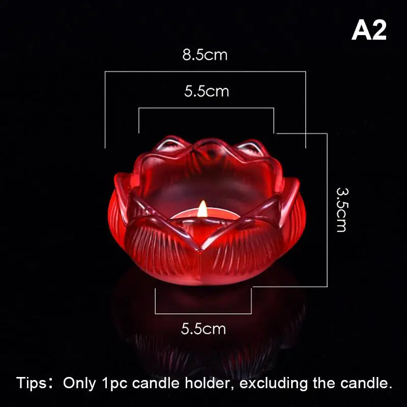support bougie verre transparent forme fleur lotus décor maison artisanal coupe vent porte bougie