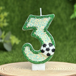 bougies chiffres paillettes football anniversaire decoration verte blanche noire bleue thèmes sportifs numerotees opaque