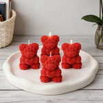 bougies parfumées forme nounours parfum rose couleur violet rouge blanc aromathérapie