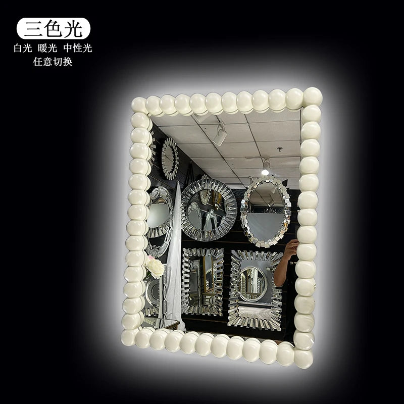 miroir pied vert or blanc luxueux classique opacité adhésif led rectangle