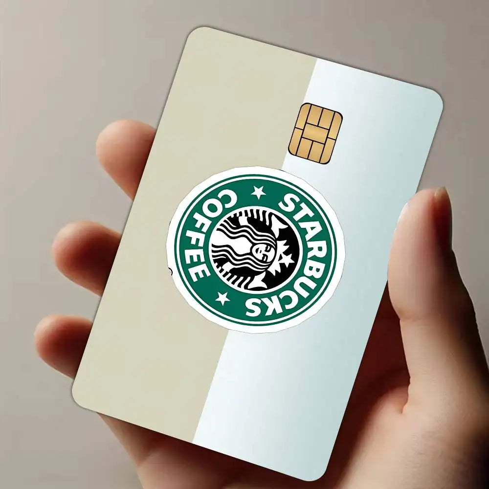 autocollant protection carte bancaire logo starbucks motif graphique moderne waterproof réutilisable