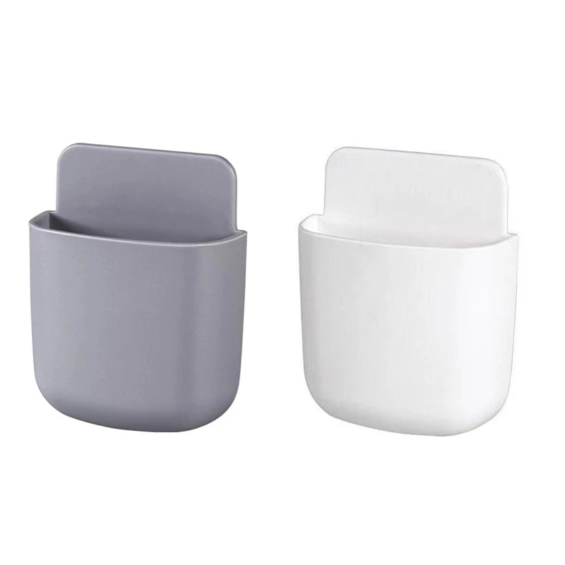 porte accessoires mural adhésif gris blanc moderne écran télécommande smartphone câble charge brosse dents