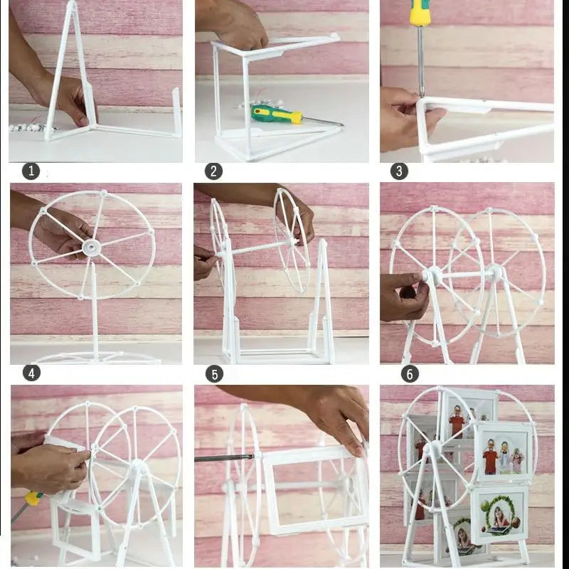 cadre photo grande roue blanc decoratif ludique photos structure base vis assemble maison