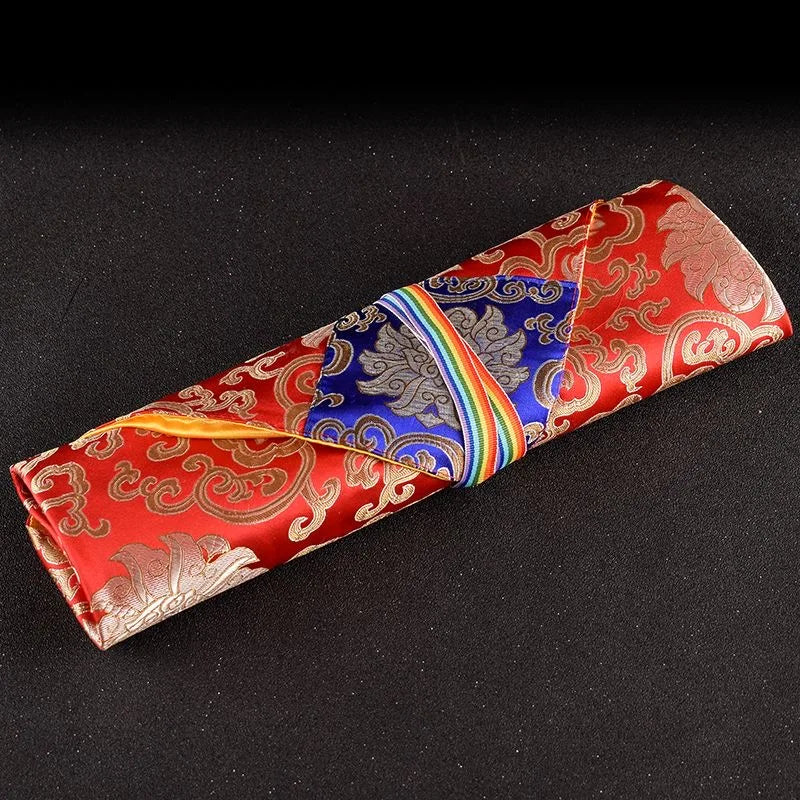 écharpe élégante brocart floral doré rouge bleu jaune classique respectueux environnement pliable multifonctionnelle