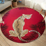 tapis rond léopard feuilles palmier moderne salon chambre extérieur décoratif 80x80cm 120x120cm polyester non