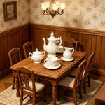 service thé miniature blanc motifs floraux classiques poupées accessoires décoration théière tasse soucoupe