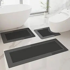 tapis bain gris moderne antidérapant pvc tissé ligne horizontale 50x80cmintérieur