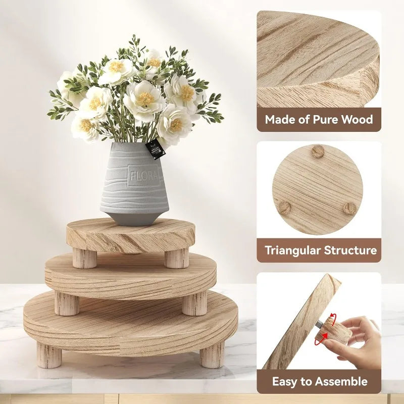 support plantes bois minimaliste diamètre 12.5cm hauteur 4cm pieds ronds naturel grain bois diamètre