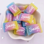 cabochons résine colorée 3d bonbons violet rose bleu jaune gradient brillants scrapbook artisanat
