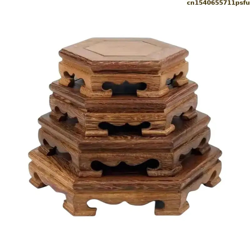 support poterie bois sculpté artisanal blanc vert marron figurine incluse traditionnel deco