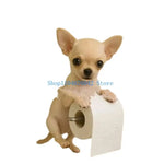 porte rouleau papier toilette forme chien peluche blanc decoratif résine facile nettoyer classique