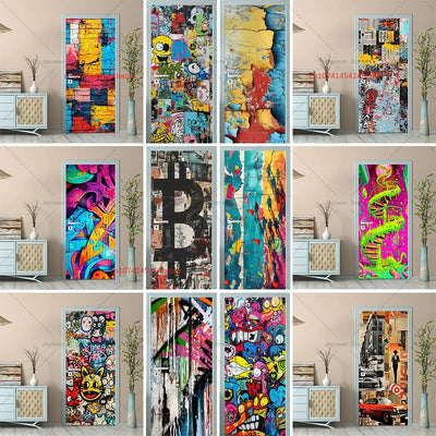 Sticker porte cuisine abstrait gris clair