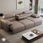 canapé d'angle simili cuir marron moderne table basse tapis plante lampe sofa bed