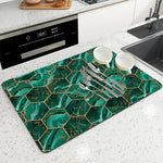 tapis cuisine absorbant rapide marbre vert géométrique moderne élégant polyesters respectueux environnement