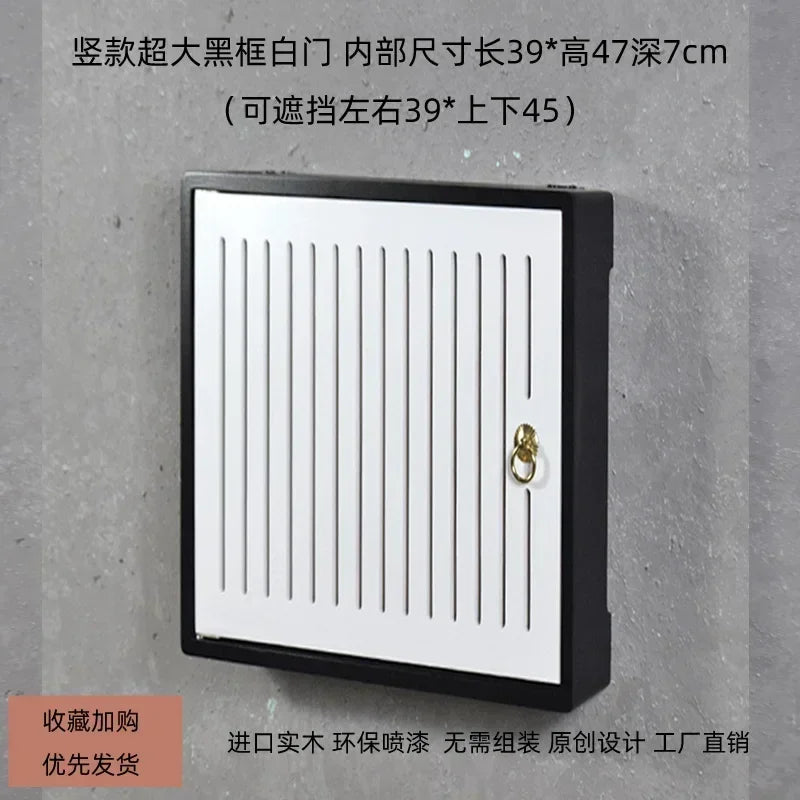 boite rangement murale routeur wifi bois poignée dorée grille