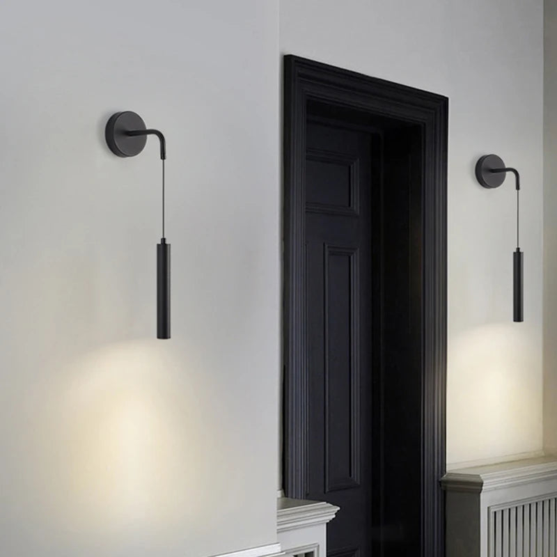 lampe murale led moderne minimaliste fixée mur blanc noir chambre salon