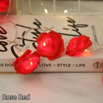 guirlande lumineuse roses décoratives blanc rose rouge adhésive éclairée USB batterie festive