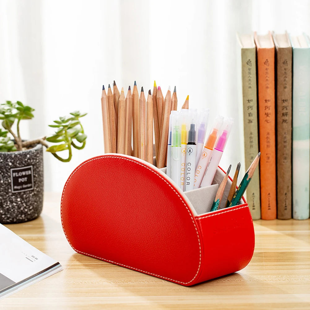 boîte rangement cuir rouge moderne télécommande cosmétiques respectueux environnement compartments 12litres 100g