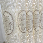 rideau tulle broderie florale semi transparent classique élégant maison polyester