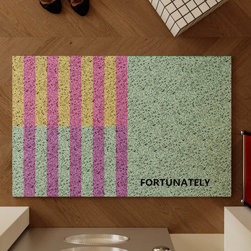 tapis antidérapant imperméable résistant corrosion vert rose jaune bleu rayures horizontales moderne coloré
