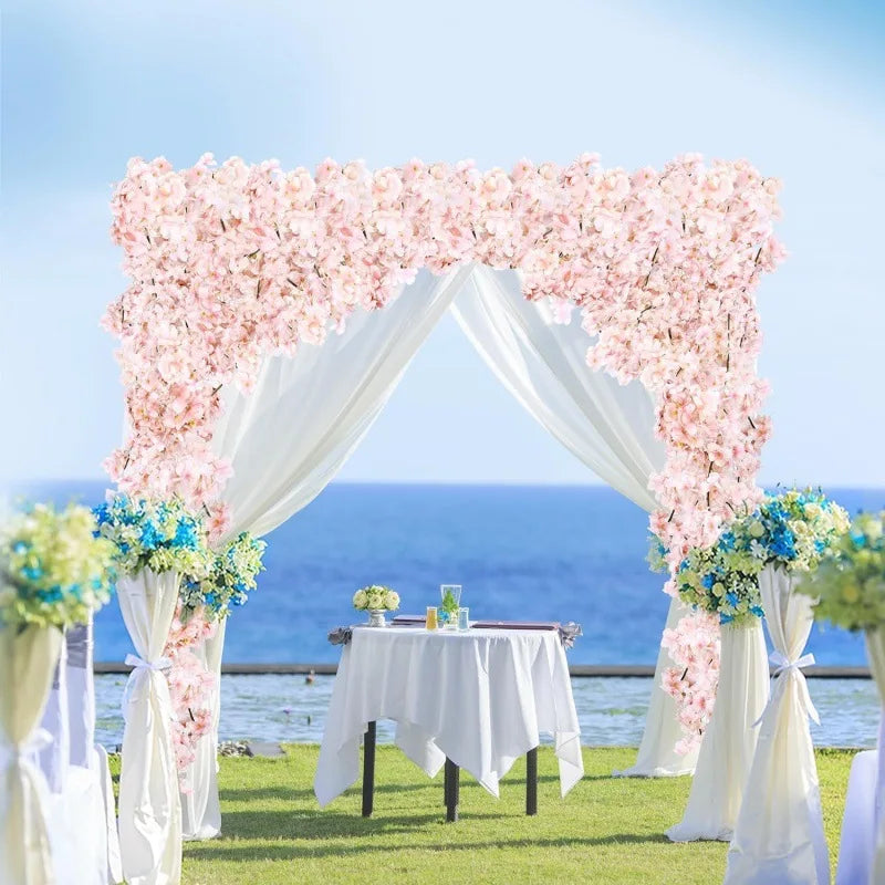 guirlande fleurs artificielles rose clair modernes intérieur mariage anniversaire baby shower clips fixations 180cm