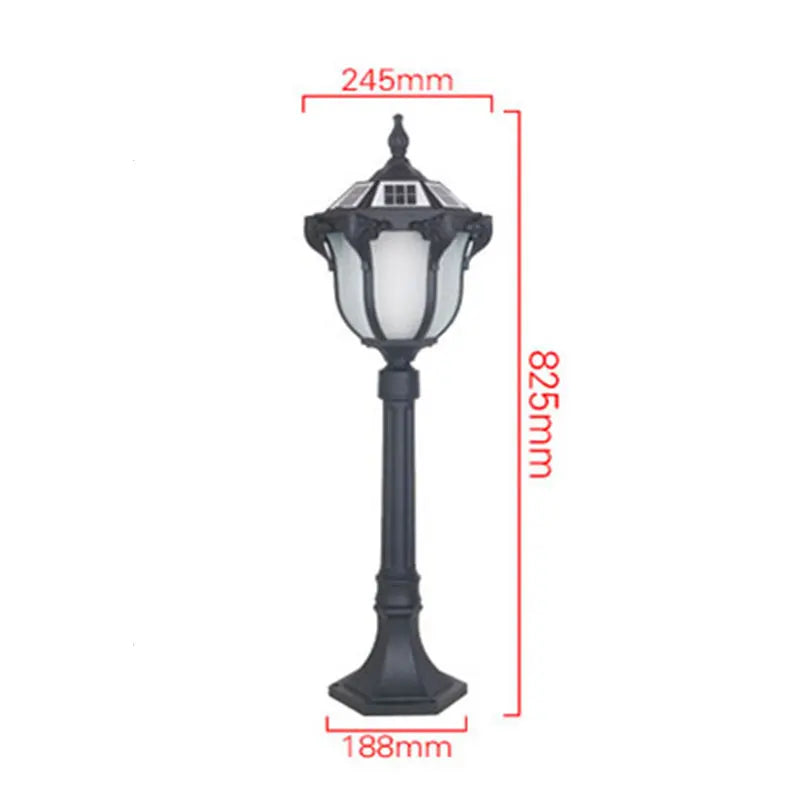 lampe solaire extérieure led imperméable alu noir classique éclairage public jardin villa