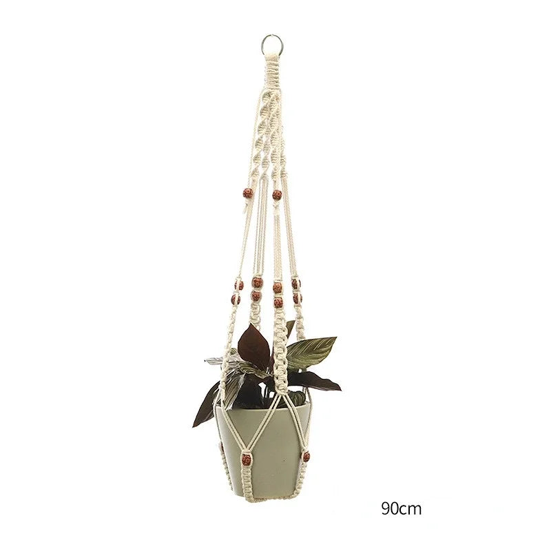 support plante suspendue macramé blanc cassé boho pot fleurs décoration balcon intérieur jardin