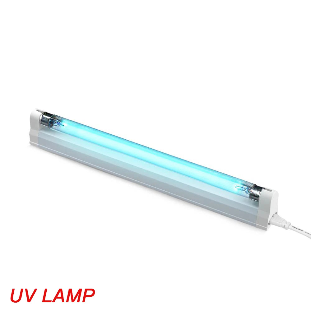 lampe uv stérilisation ozone 6w 8w blanc bleu moderne transparent cable prise us eu