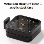 horloge murale double face moderne aiguille quartz noir blanc doré aiguilles poteau métallique