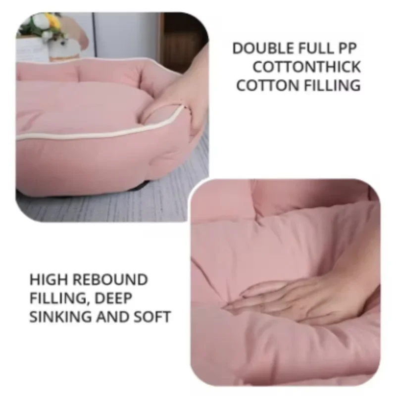 lit chien rose clair velours côtelé taille xl xxl coussin amovible confortable uni mecanical