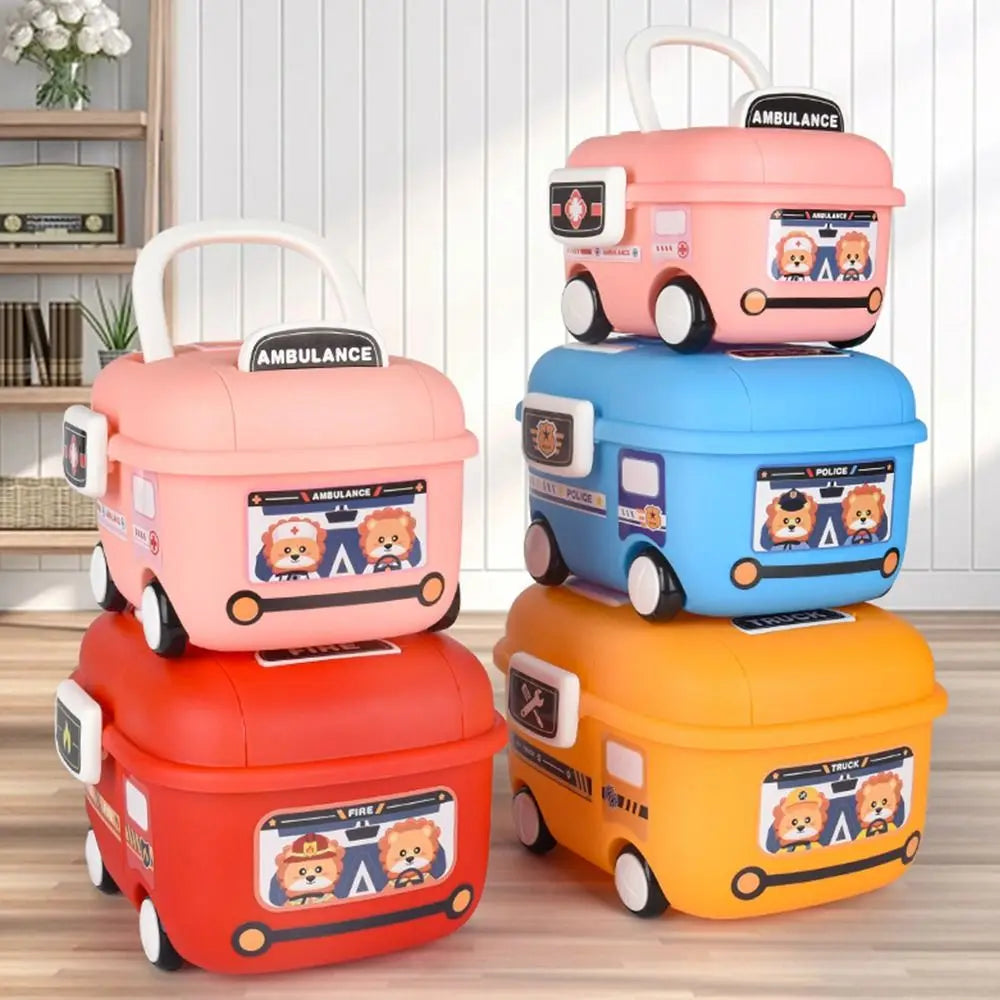 boîtes rangement réutilisables couleurs rose bleu rouge orange motif cartoon poignée amovible
