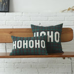 coussins brodés motif tartan vert rouge hoho joy noël decoration intérieure vintage moderne