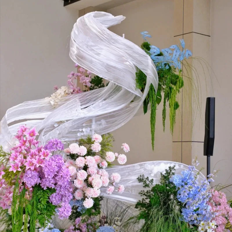 guirlandes textilées blancs ondulées décoration mariage anniversaire événements festifs aériennes transparentes