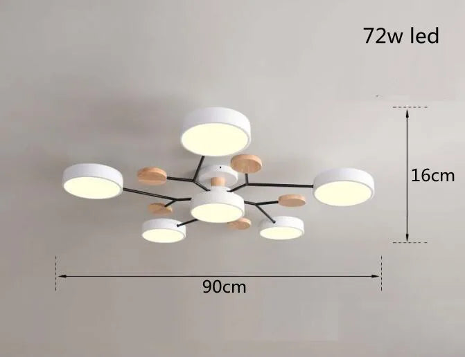 plafonnier led moderne vert blanc gris bois clair circulaire métallique scandinave éclairage intérieur