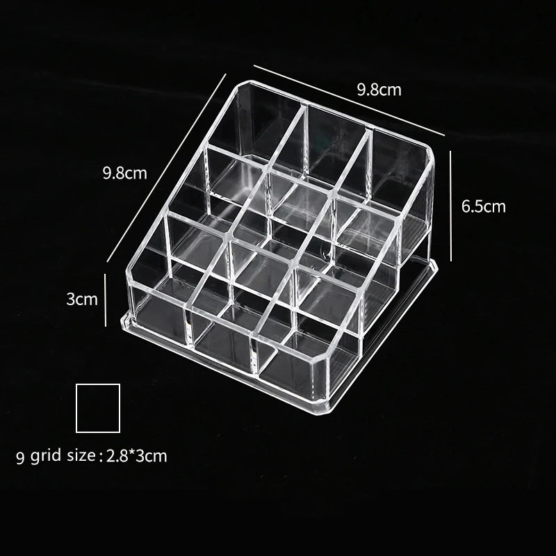 présentoir transparent rouge lèvres organisateur maquillage pinceaux crèmes poudres moderne minimaliste acrylic