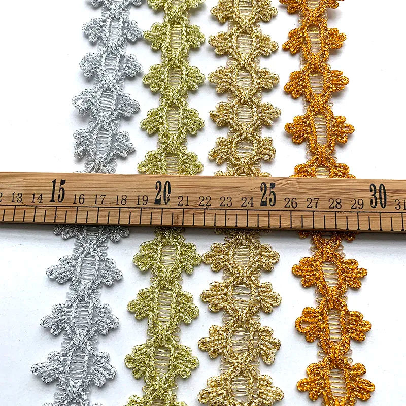 rubans décoratifs dentelle polyester mariage argent or vert motif géométrique classique adhésif