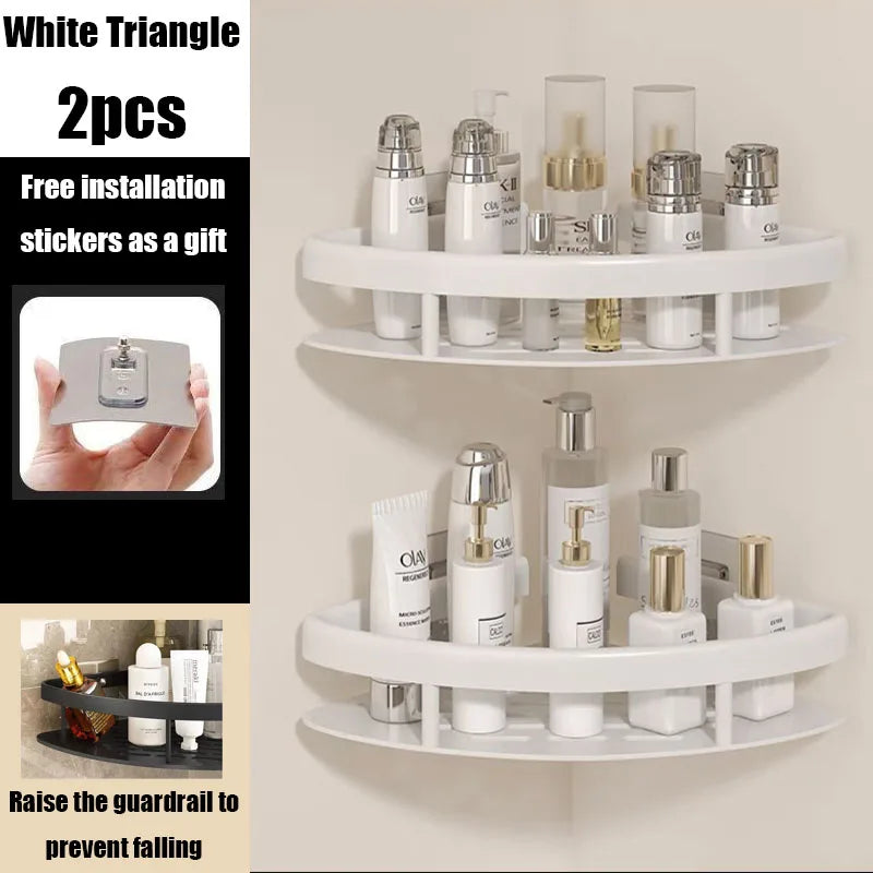 étagère salle bain moderne blanche adhésive rangement perforée aluminium unique