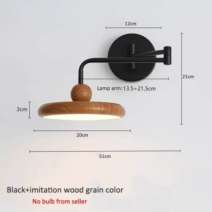 lampe murale moderne noire grain bois fixée chambre entrée étude cuisine