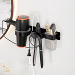 support mural adhésif noir rose coiffeur accessoires secateur brosse fer lisser moderne salle bain
