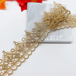 dentelle or blanc floral fine 3.7cm large classique écologique nylon rayonne decoration accessoire