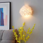 lampe murale moderne plumes blanc doré élégante LED salon chambre minimaliste romantique