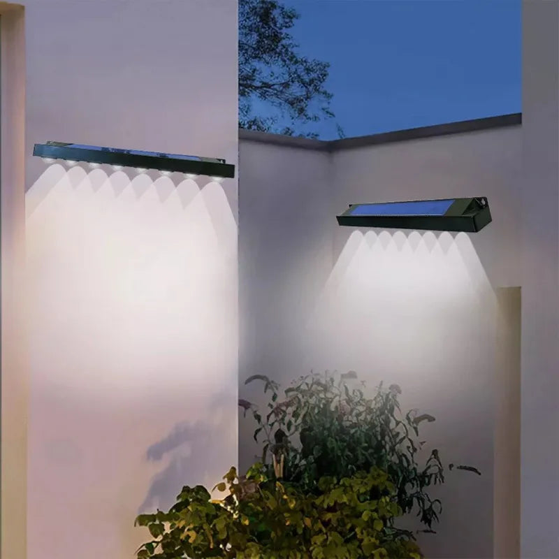 lampes murales solaires led noires lumière chaude murale panneau solaire intégré moderne minimaliste