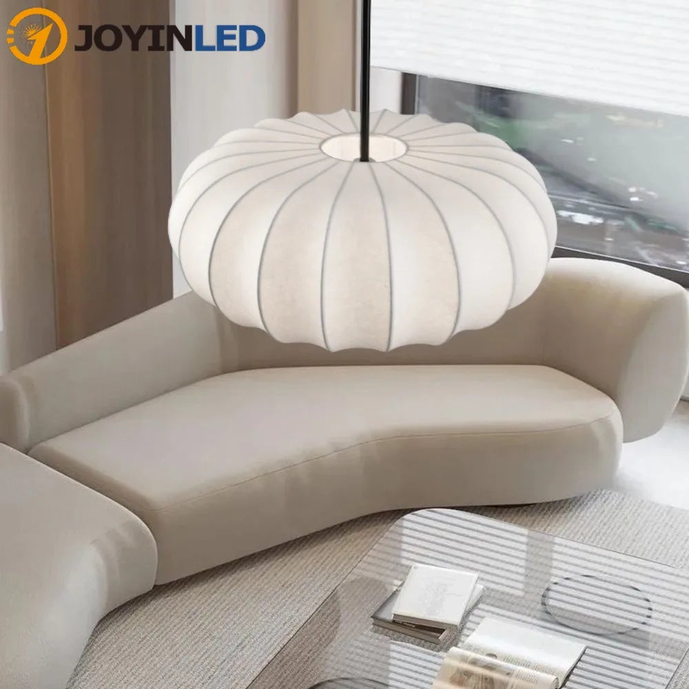 suspension lumineuse moderne pince rayures horizontales blanc opacité 50cm chambre salon restaurant