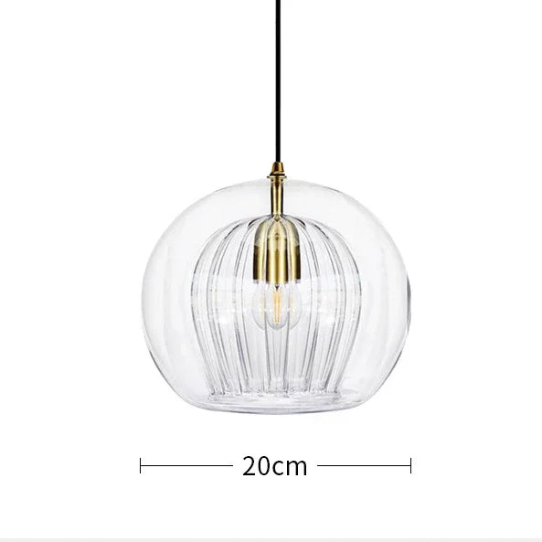 suspension lumineuse moderne transparente rayures verticales ampoule incluse câble noir chambre cuisine
