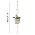 support plante suspendue macramé boho panier blanc noeuds réguliers artisanal pot fleuri
