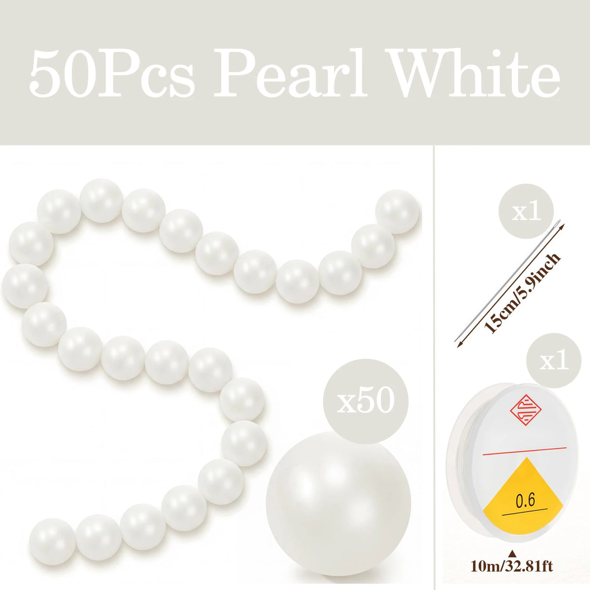 blanches opaques classiques mariage anniversaire décoration suspendue aiguille fil rondes lisses 100pcs 15m
