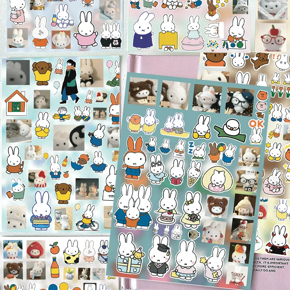 sticker autocollant mignon dessin animé personnage lapin miffy motifs maison fruits kawaii