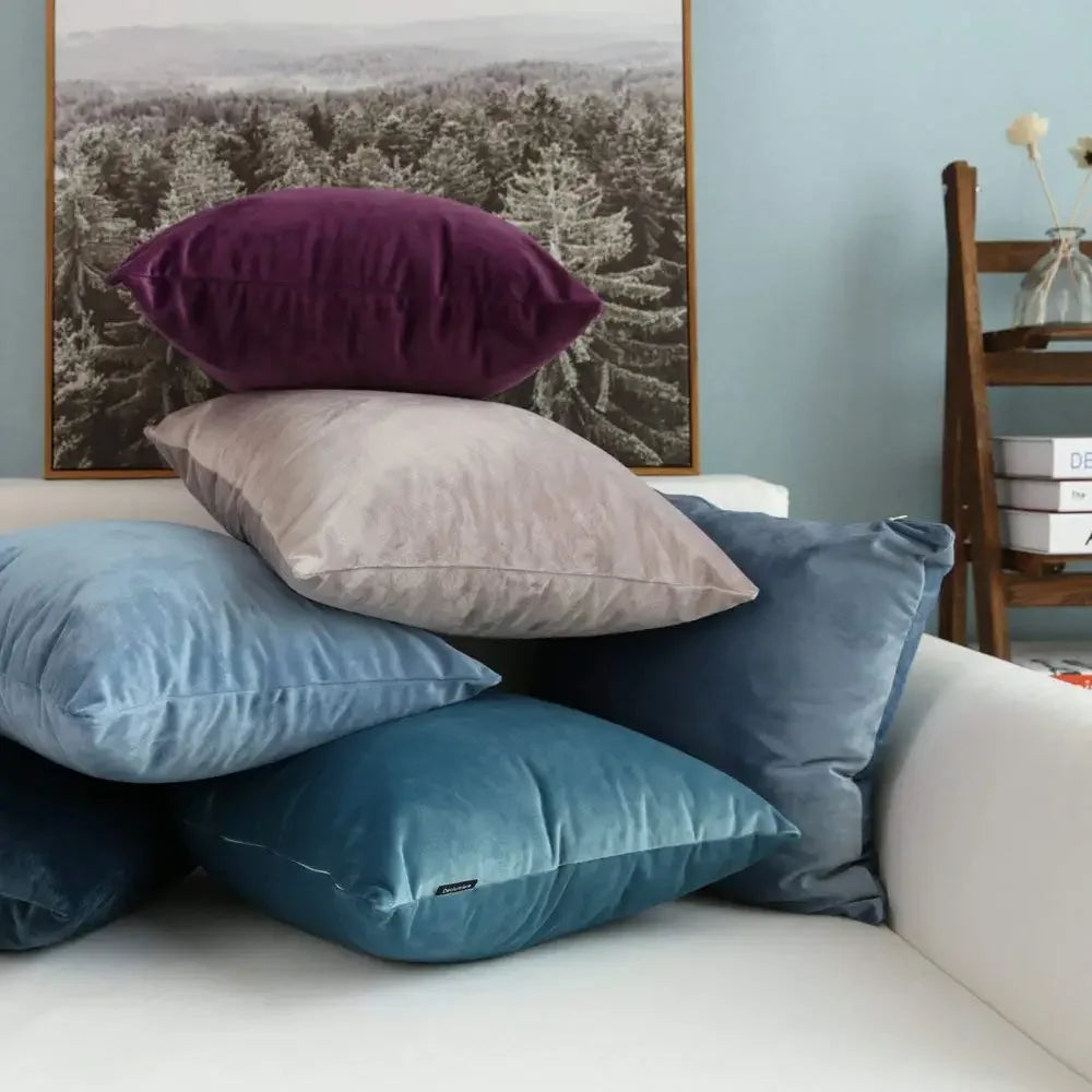 coussin velours violet gris bleu vert moderne adhésif 30x50cm 40x40cm 45x45cm 50x50cm machine lavable
