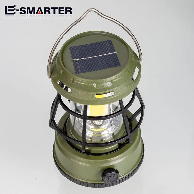 lanterne solaire camping rechargeable led suspendue urgence rouge verte noire vintage métallique
